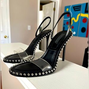 New Alexander Wang, studded sling back black stilettos, size 37, gorgeous sandal
